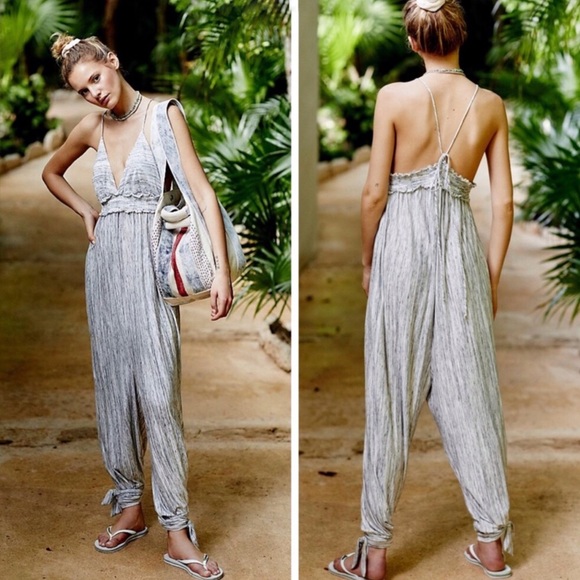 Free People Pants - FREE PEOPLE Jumpsuit romper gray white space dye medium